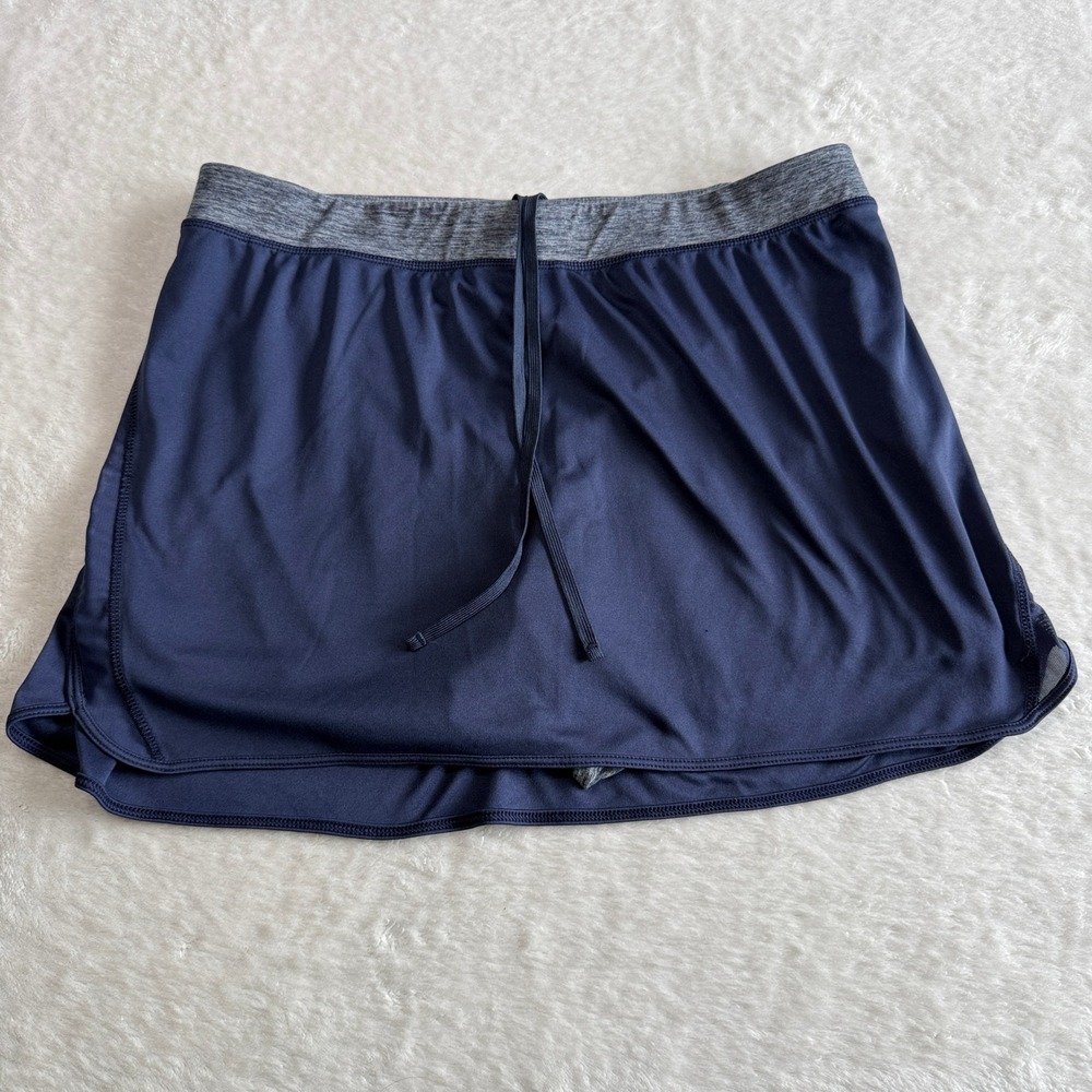 Champion Womens XL Navy Blue Athletic Skort Built In Shorts Gray Waistband Gym